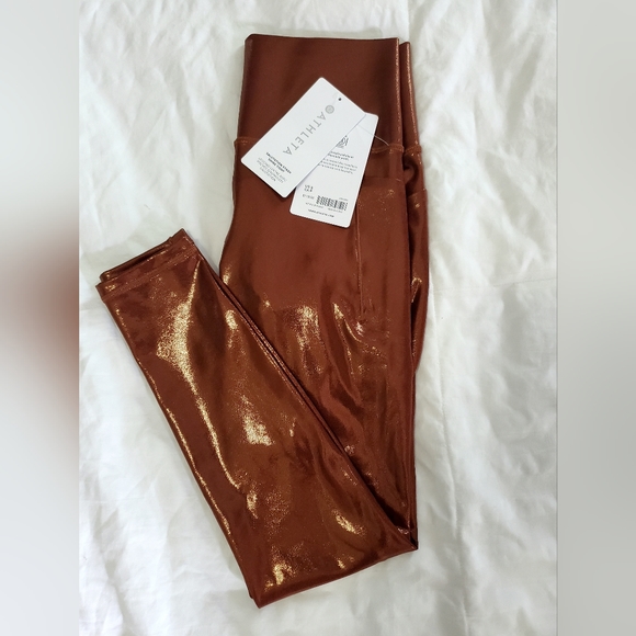 NWT Athleta Small Salutation Stash Shine Tight in Mahogany Foil. - Picture 5 of 10